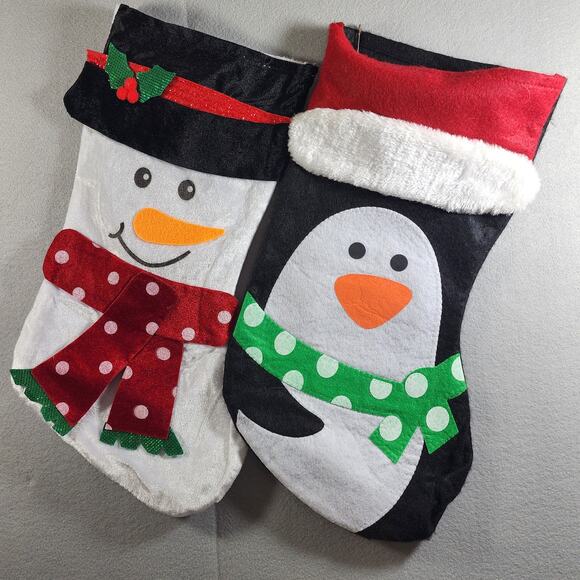 CAT, PENGUIN, ELF & 2 SNOWMEN Christmas Stockings (x5) Greenbrier Int'l-Vintage - Picture 4 of 4